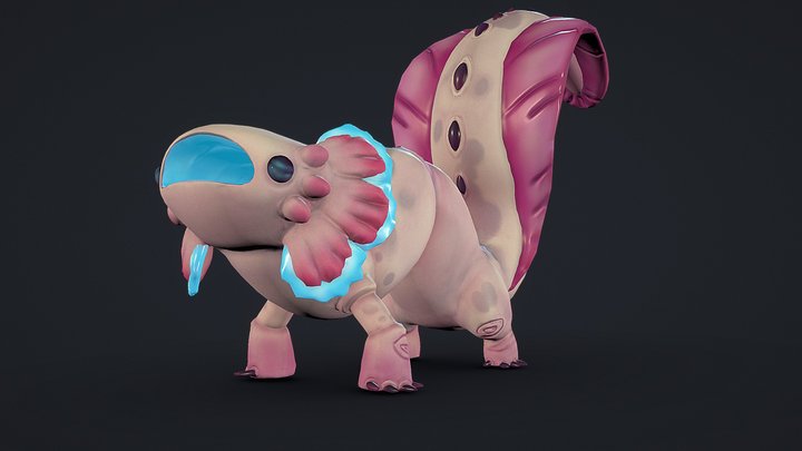 Axolotl Squirrel - [DAE] Stylized Creation 3D Model