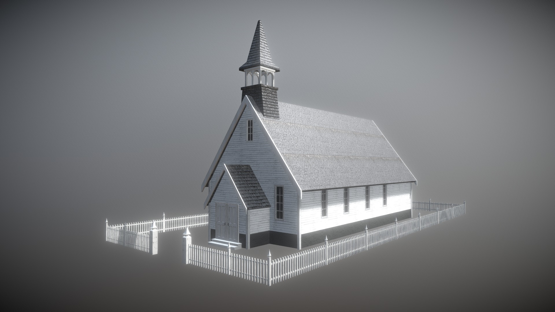 3D model Church - This is a 3D model of the Church. The 3D model is about a white building with a tower.
