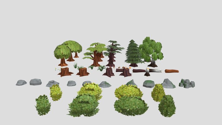 low poly forest pack, low poly environment pack 3D Model