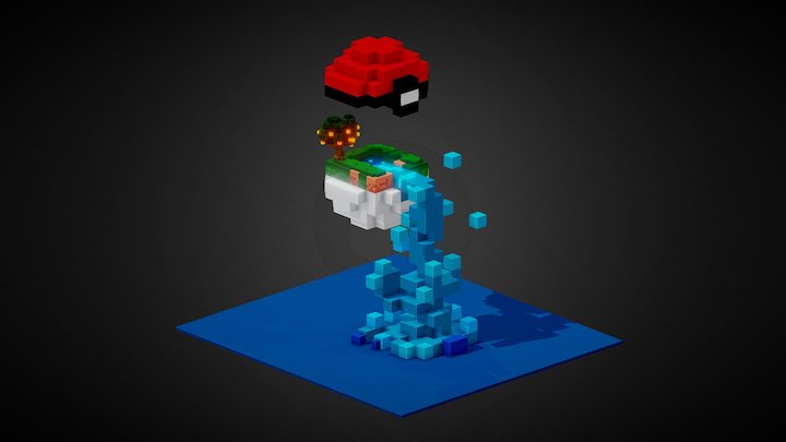 Pokeball Waterfall 3D Model