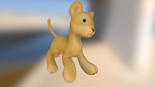 Trotting Lion Cub 3D Model
