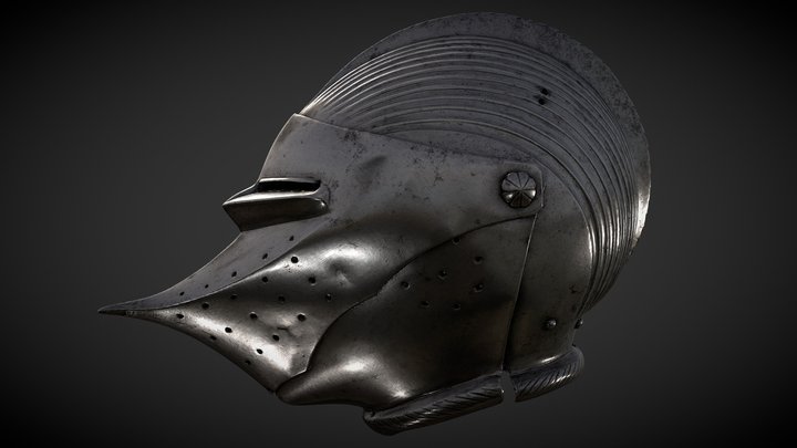 Helmet with Beaked Visor 3D Model