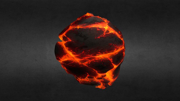 Glowing Molten Lava Rock (2k Tile Material) 3D Model