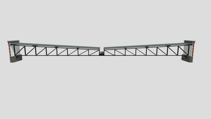 COBERTURA METÁLICA COM CALHA CENTRAL 3D Model