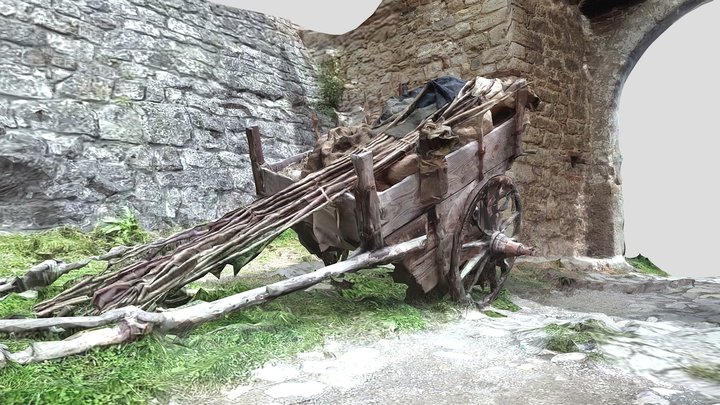 Medieval cart, Kalemegdan fortress 3D Model