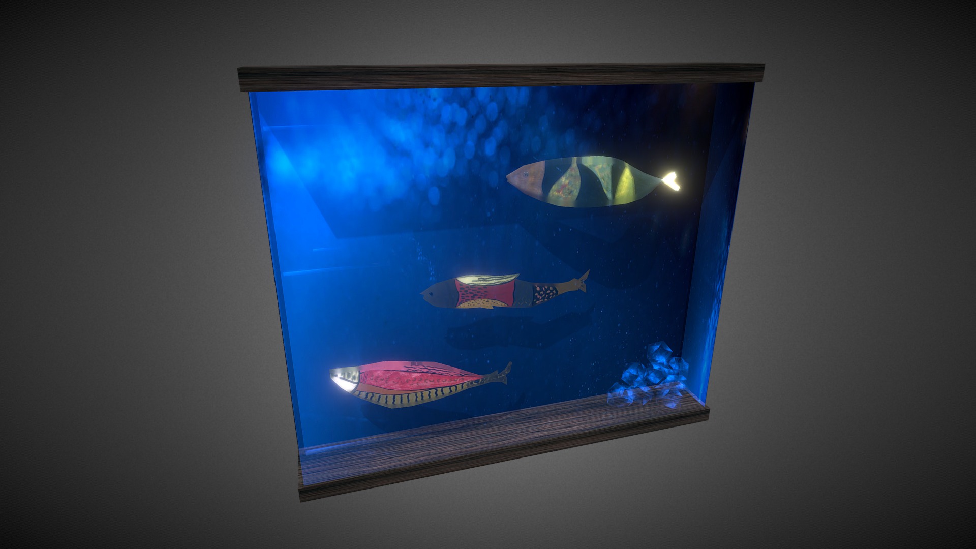 3D model Fish Style / Aquarium racers - This is a 3D model of the Fish Style / Aquarium racers. The 3D model is about a blue television screen.