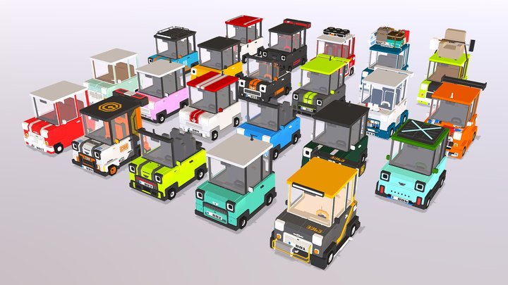 Voxel Mini Vehicles Pack 001-022 3D Model