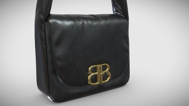 Balenciaga Handbag  Black Leather 3D Model