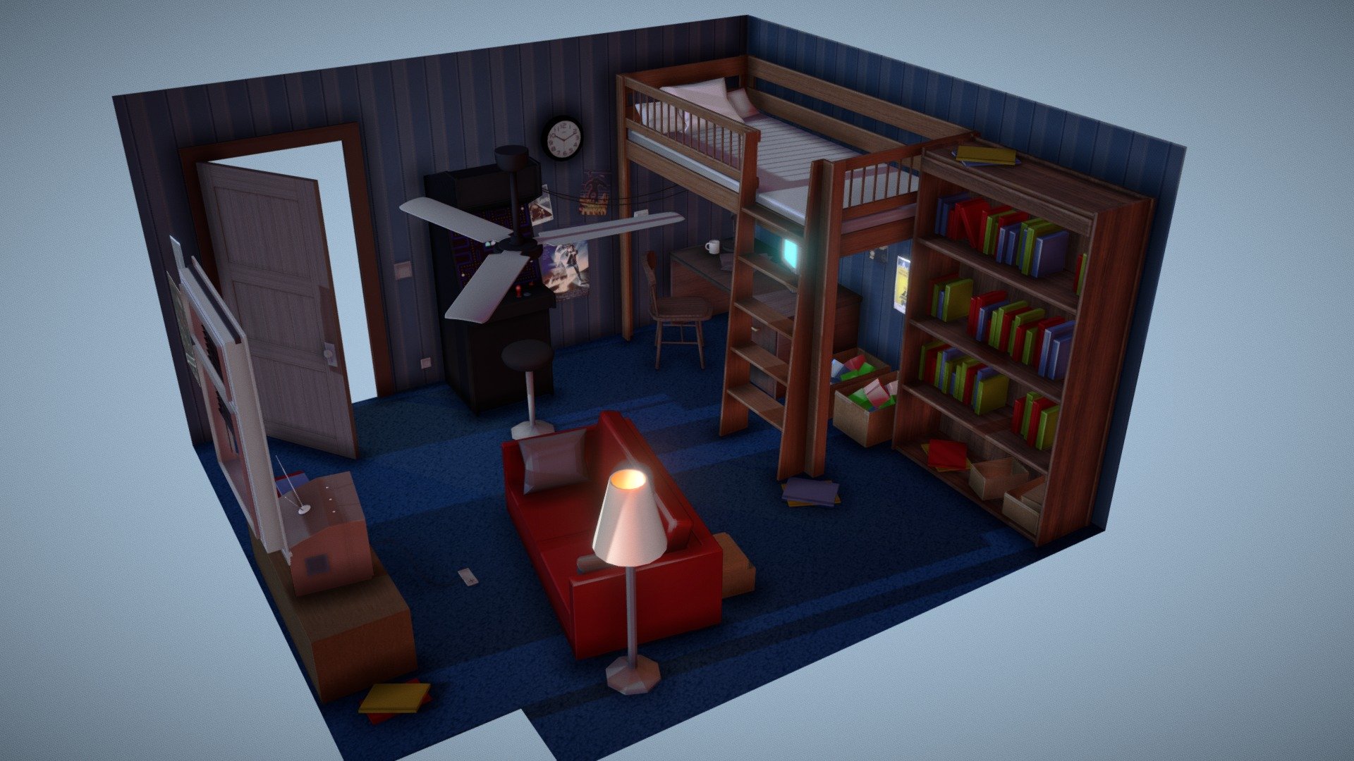 gaming room 3D Model in Bedroom 3DExport