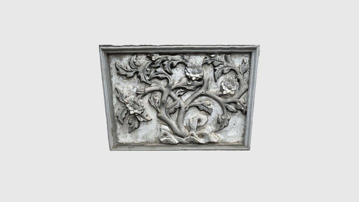 Relief Brick Carving of Flowering Branches 砖雕花卉图 3D Model