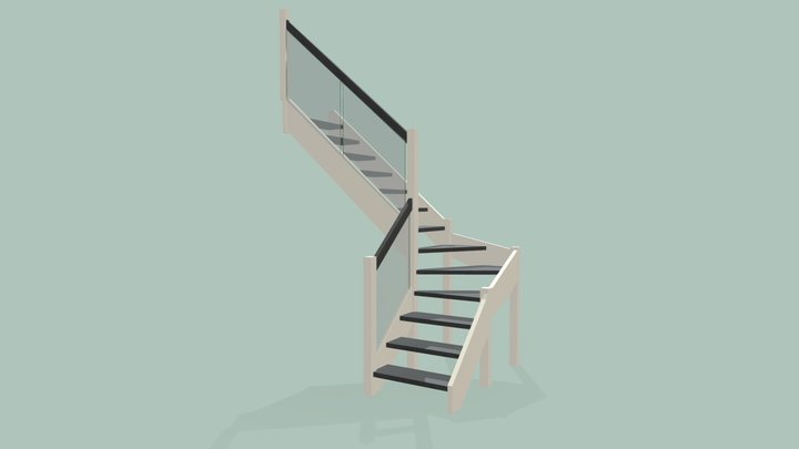 Современная лестница в двухцветном исполнении 3D Model