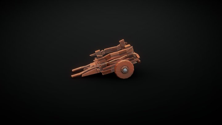 wooden cart 3D Model