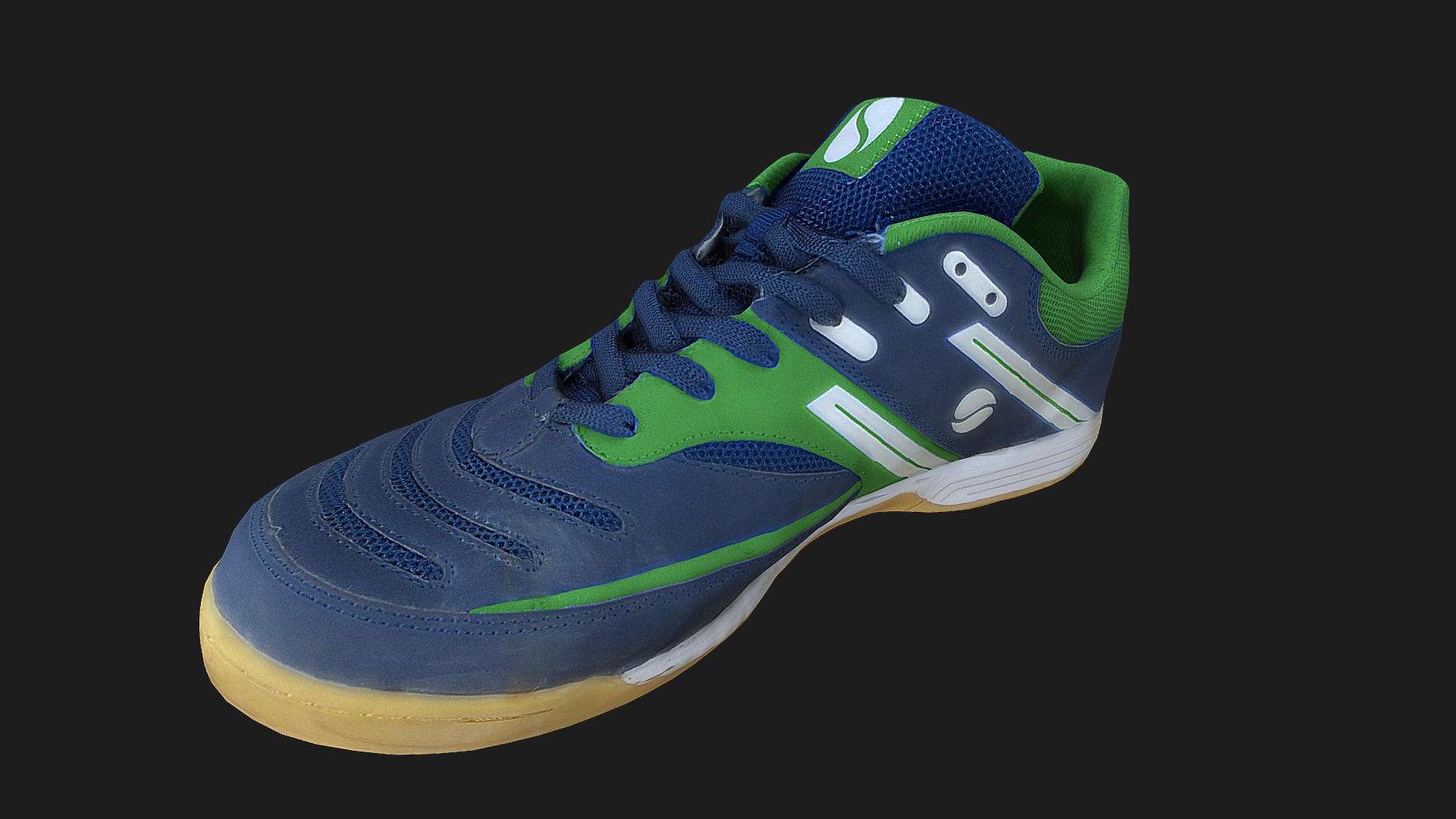 3D model Sport shoe lowpoly - This is a 3D model of the Sport shoe lowpoly. The 3D model is about a pair of blue and green tennis shoes.