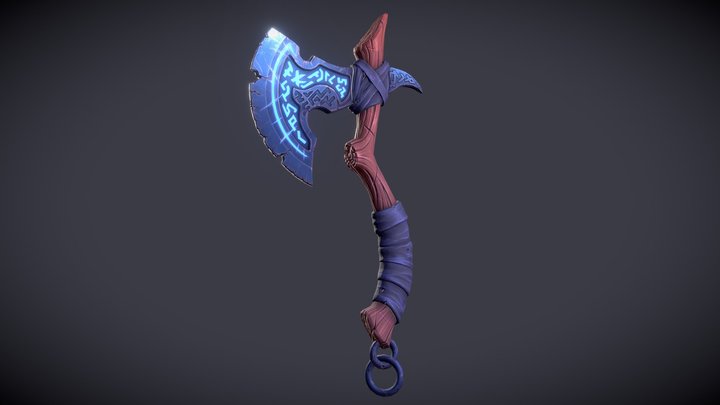 Rune Forged Axe - Low Poly 3D Model