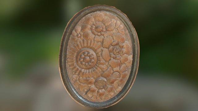 Wooden ornament on door of old furniture 3D Model