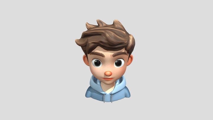 animated young boy with big eyes 3D Model