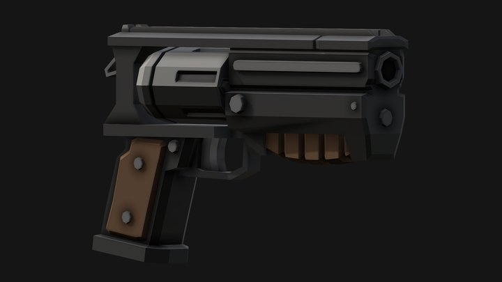 10mm Pistol (Low Poly) 3D Model