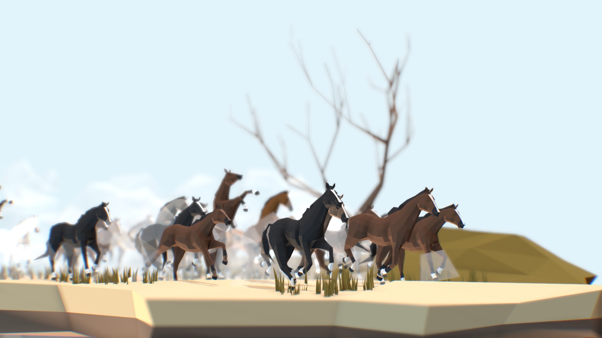 3D model Horses - This is a 3D model of the Horses. The 3D model is about a group of giraffes on a roof.