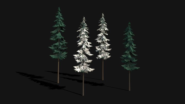 Pine Trees LowPoly 3D Model