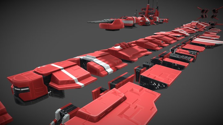 modular battle ship 3D Model