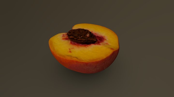 Half Peach with Pit 03 3D Model