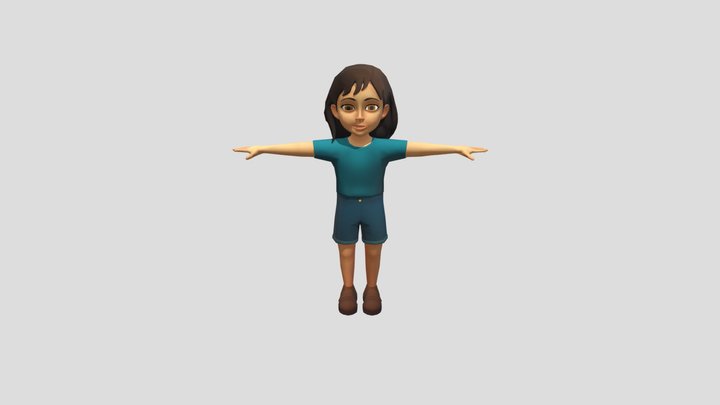 Low Poly Girl Character 3D Model