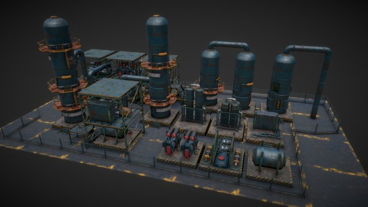 Oil refinery 3D Model