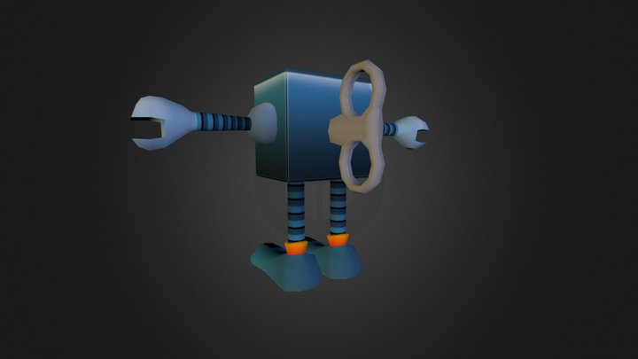 Lowpoly Flat Robot 3D Model