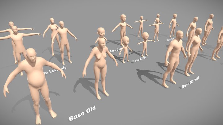 Base Meshes Character - Pack Lowpoly 3D Model