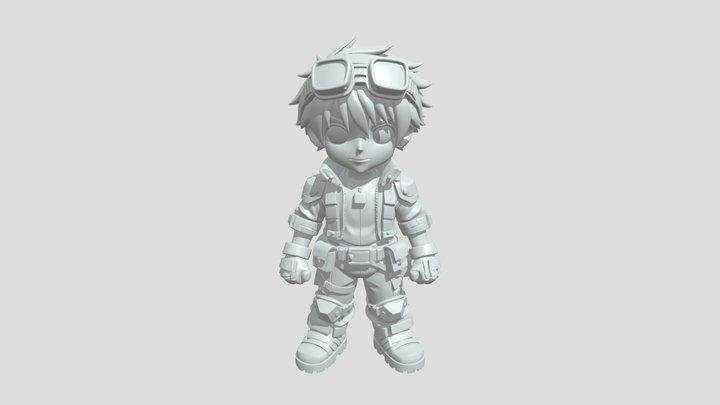 Chibi-style boy with goggles 3D Model