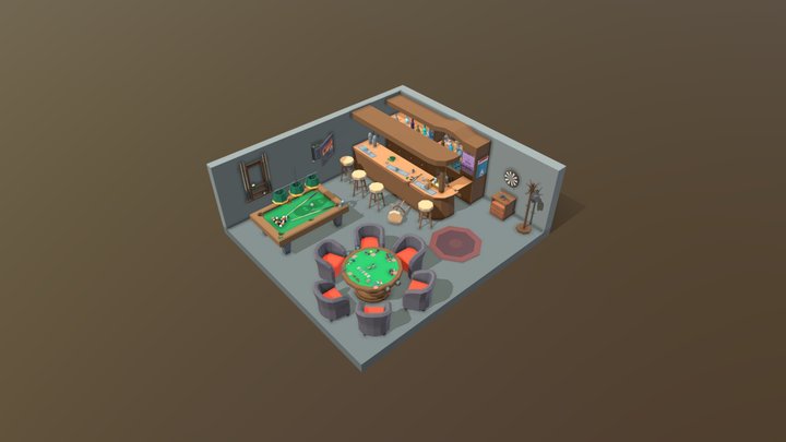 Lowpoly Mafia Room 3D Model