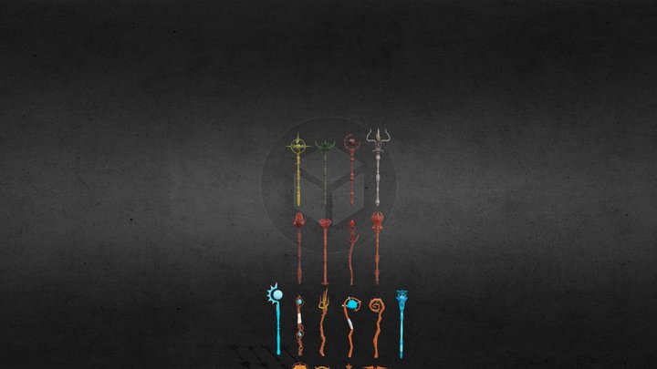 Mage Staff Wand Pack 3D Model