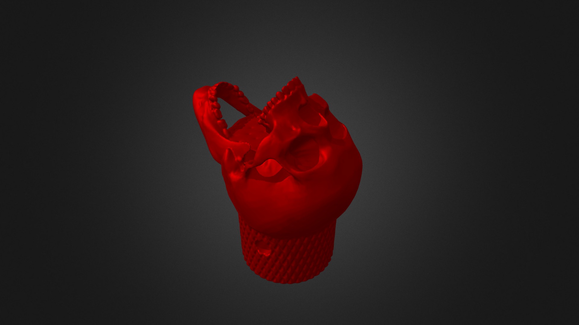 3D model Skull-head-guitar-bass-knob - This is a 3D model of the Skull-head-guitar-bass-knob. The 3D model is about a red rose with a black background.