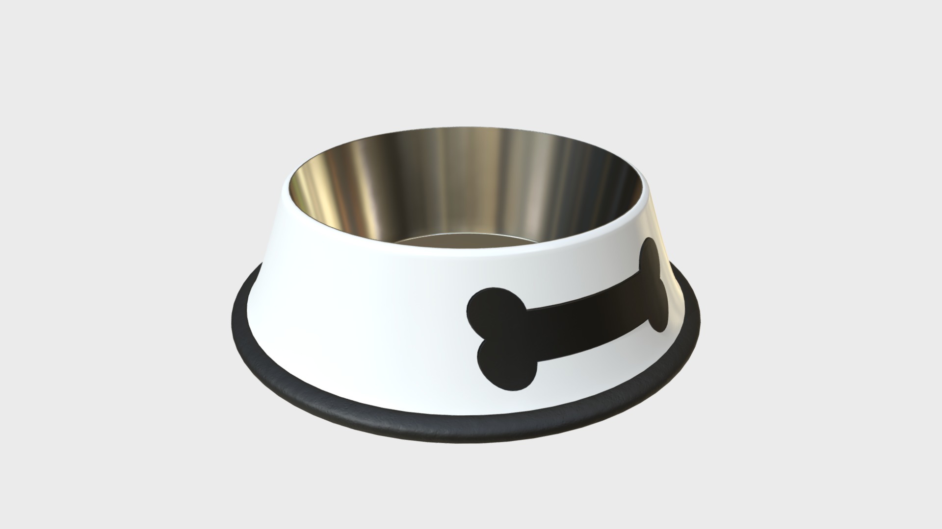 3D model Dog bowl 1 - This is a 3D model of the Dog bowl 1. The 3D model is about a silver and black metal bowl.