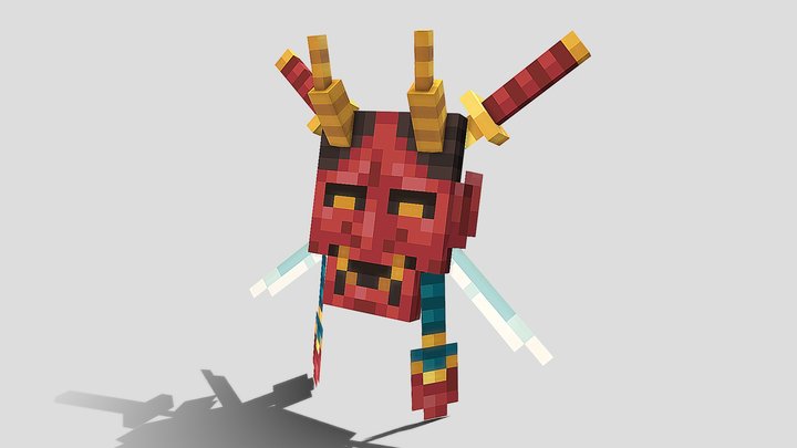 Hannya Crossed Katanas 3D Model