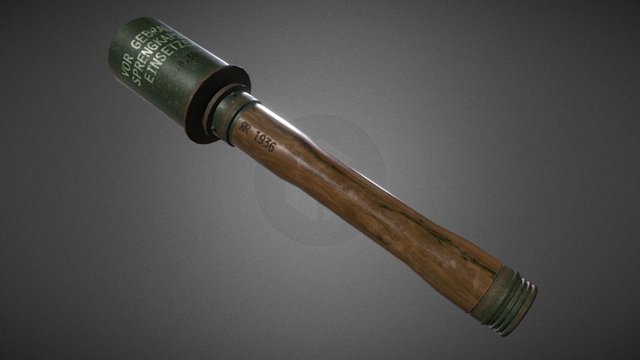 1936 german stick grenade model 24 3D Model