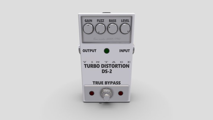Vintage guitar distortion effects pedal (V3) 3D Model