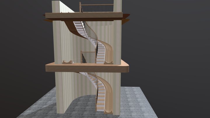 Raleigh double slide stair curved 3D Model