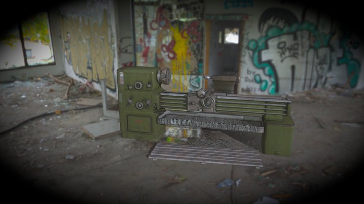 old industrial maschin lathe maschin 3D Model