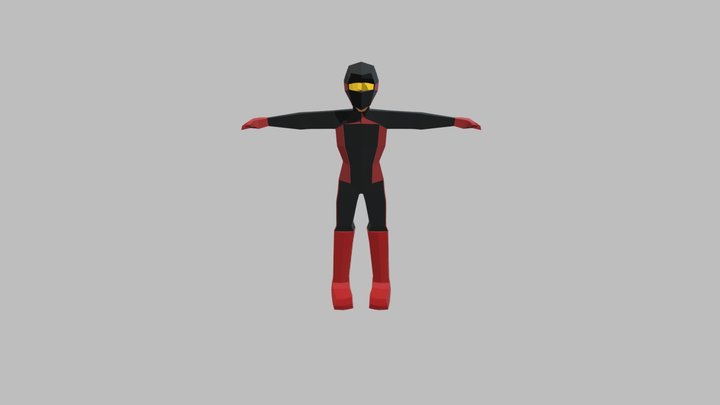 Low-poly Motocross Character (rigged) 3D Model