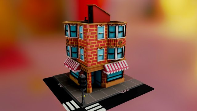 City Block Corner 3D Model