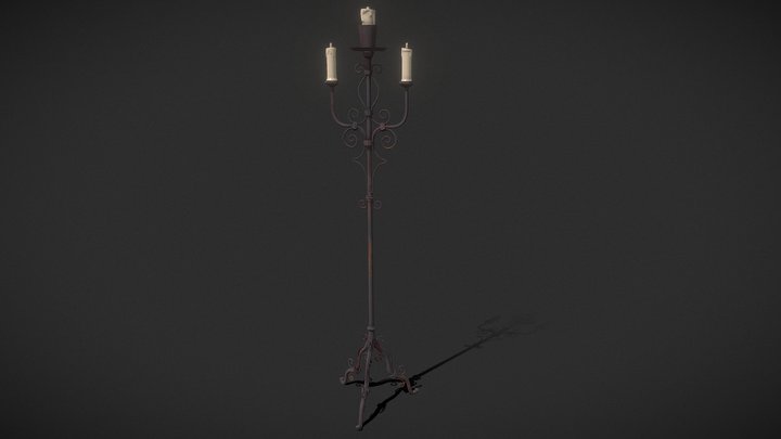 Long Candle Holder Rusty 3D Model