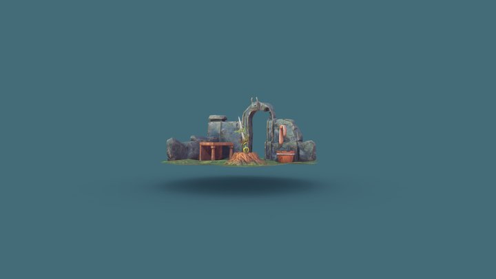 Sword Buried in the Tree 3D Model