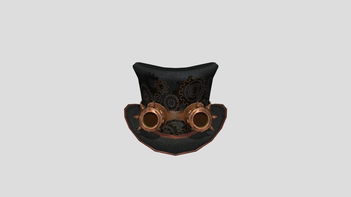 steampunk hat with glasses 3D Model
