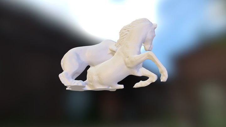 Lion Attacking a Horse_v4 3D Model