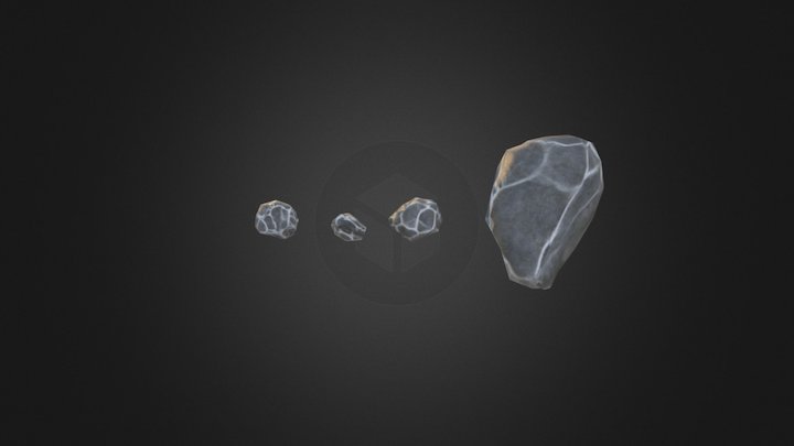 Low Poly Rocks gray 3D Model