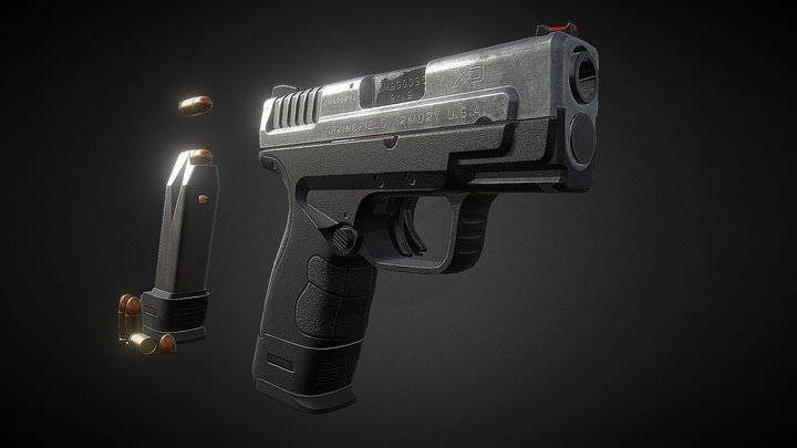 Sub-Compact 9mm Handgun 3D Model