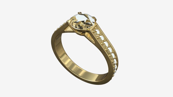 Gold Diamond Ring Jewelry 02 3D Model