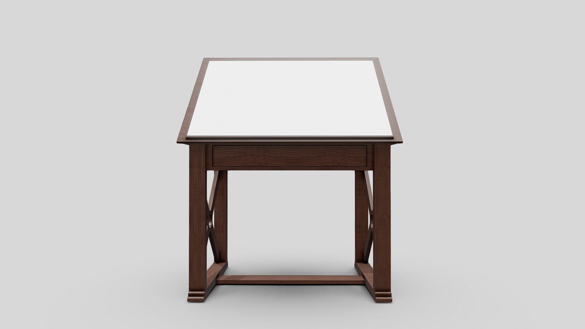 3D model Wooden Architect Desk - This is a 3D model of the Wooden Architect Desk. The 3D model is about a wooden chair with a white background.