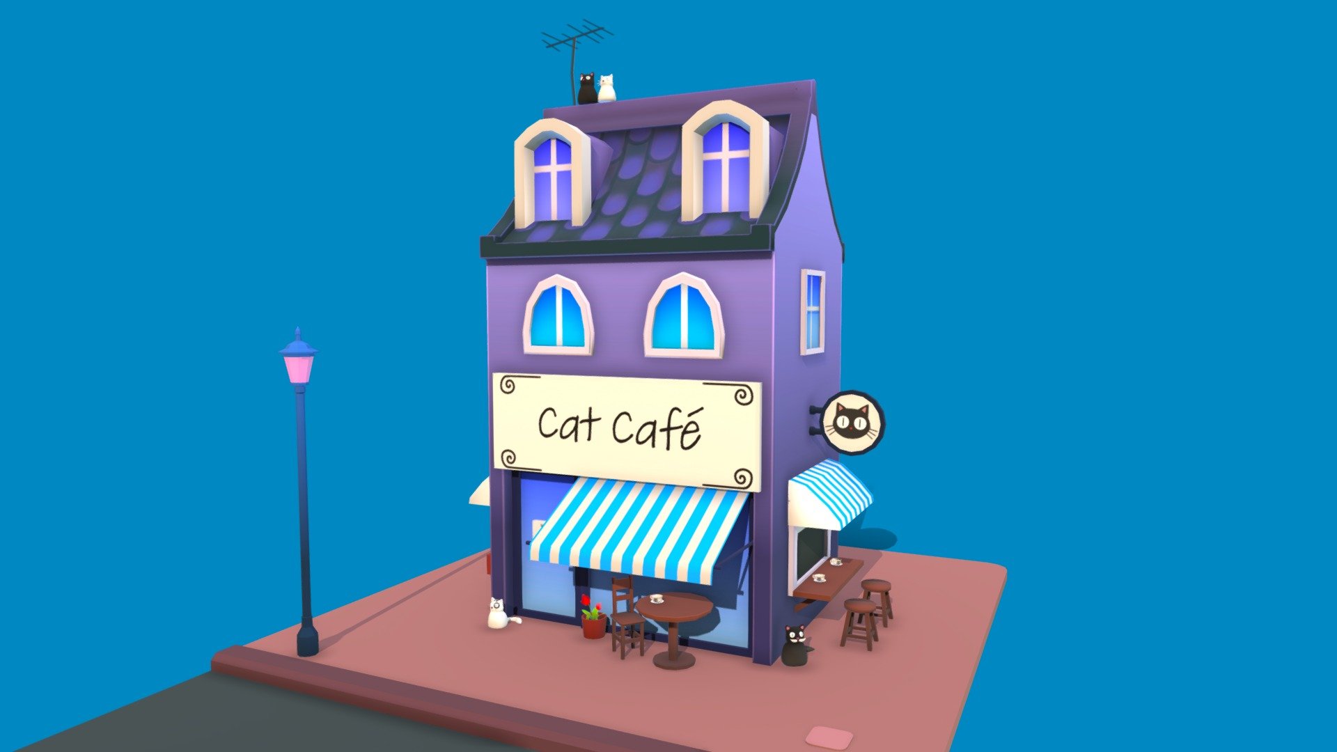 Cat Café - 3D model by jam_ritter [481f26d] - Sketchfab